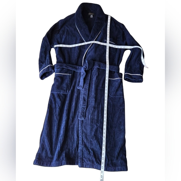 Expressions Deep Blue Men's Lounge Robe - Picture 7 of 9
